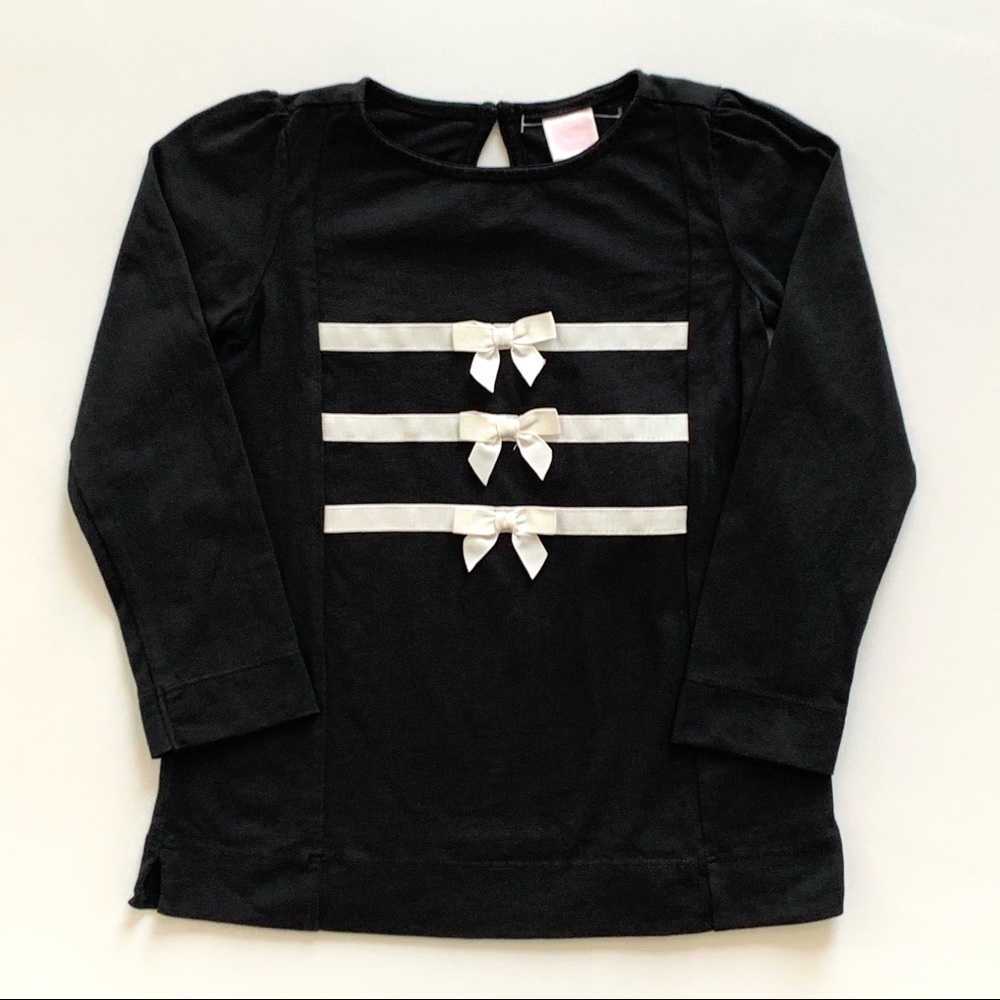 Janie and Jack Black and White Bow Top